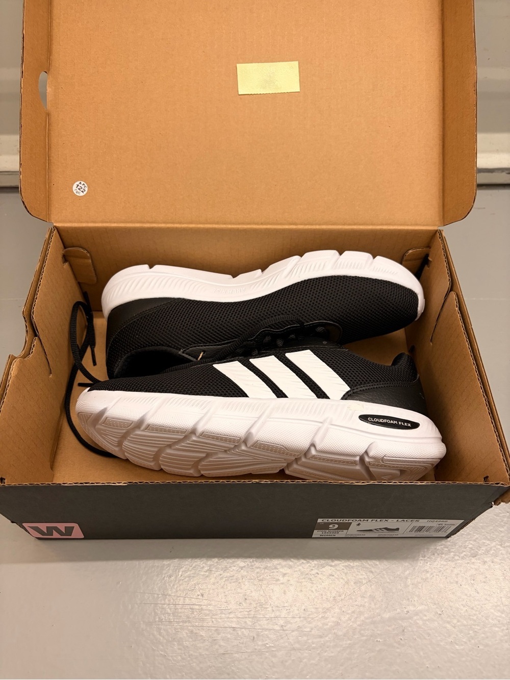 Adidas Cloudfoam Flex Laces Core Black White Running Shoes Women's Size 9 NEW - Picture 5 of 6